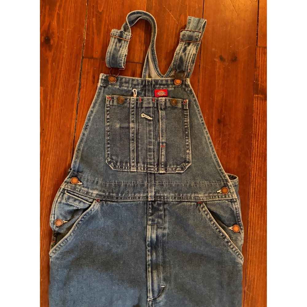 Dickies Denim Overalls Large 14/16 Blue Boys Carpenter, Bib, Workwear, Jean
